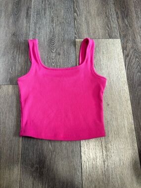 Women's Ribbed Tank Crop Top - Hot Pink